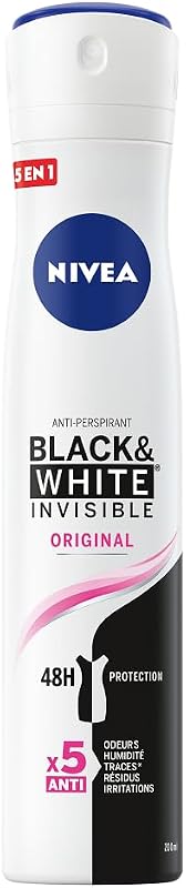NIVEA Black & White Invisible deodorant spray (1 x 200 ml), women's deodorant with white and yellow fingerprin