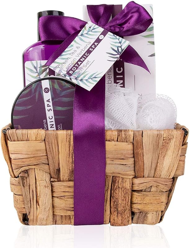 Accentra - Botanic SPA women's bath set in basket - 4 pcs care kit with shower gel, bath salt, body lotion & m
