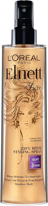 L'Oréal Paris Elnett Heat Styling Spray, Heat Protection at 230°C, Anti-Frizz, Long-Lasting Styling - Up to 72
