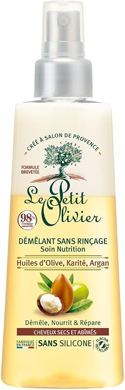 LE PETIT OLIVIER - Nutrition Care Detangling Spray - No Rinse - Olive, Shea & Argan Oils - Detangles, Repairs