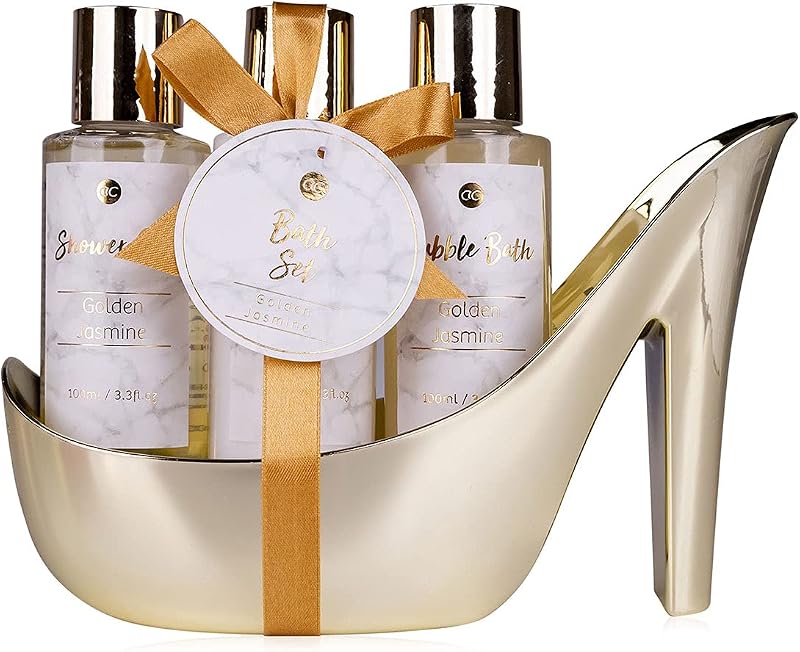 Accentra - Bath set gift set woman MARBLE in high heel - 3-piece care set with shower gel, bubble bath & body 