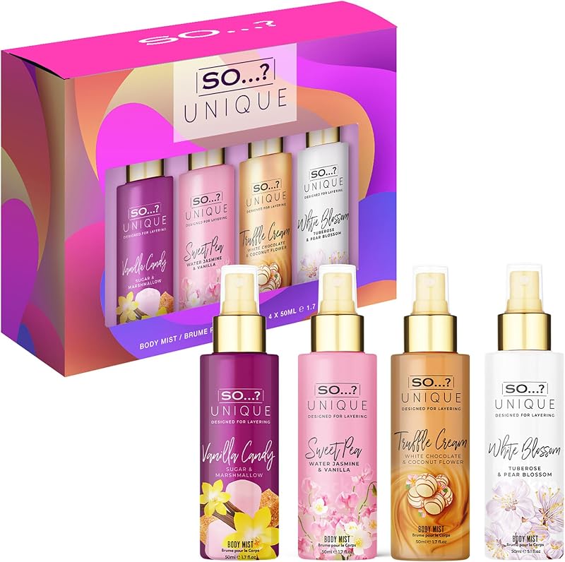 So…? Unique Mini Mist Fragrance Body Mist Gift Set for Women (4x50ml)