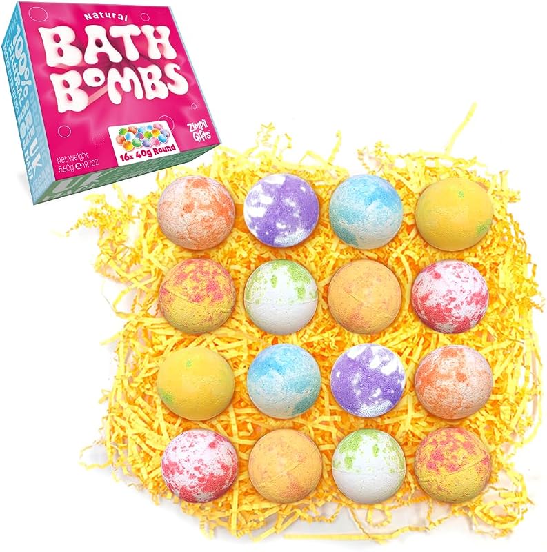 ZIMPLI - GIFTS UK Made Bath Balls Gift Set of 16 for Women Her Girlfriend Wife Christmas Christmas Gift Spa Ki
