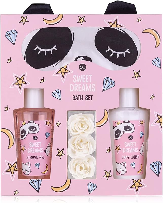 accentra - Sweet Dreams wellness gift for women and girls - beauty set with panda sleep mask, shower gel, body