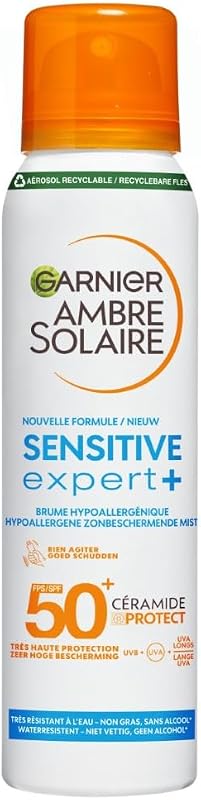 Garnier Ambre Solaire Sensitive Expert+ - Hypoallergenic Adult Sun Mist - Very High Protection SPF 50+ - Non-G