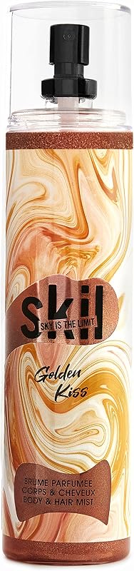 SKIL – Golden Kiss Women's Glitter Mist – Toxic Love Collection – Tiare Flower Coconut Fragrance – Spray Bottl