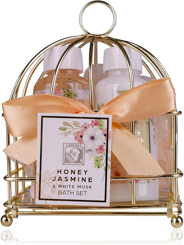 Accentra - HONEY JASMINE shower gift set for women in metal basket - 3 pcs care kit with shower gel, lotion an