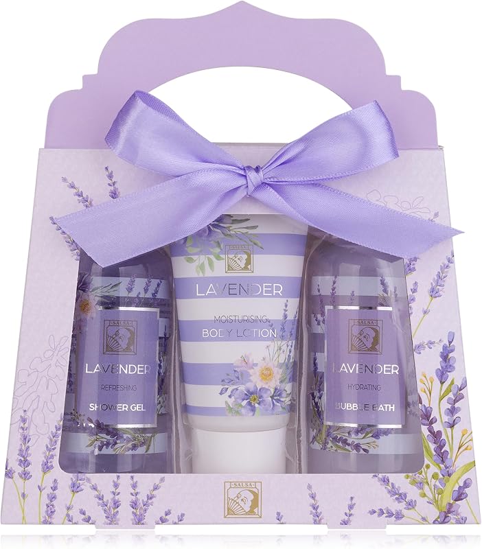 Accentra - LAVENDER gift shower set in gift box - 3 pcs care kit with shower gel, body lotion & bubble bath - 