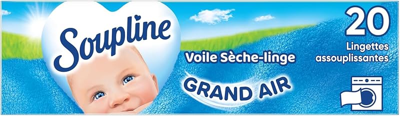 SOUPLINE - Grand Air Softening Clothes Dryer Veils - Pleasantly fragrance the laundry - Wipes to be placed in