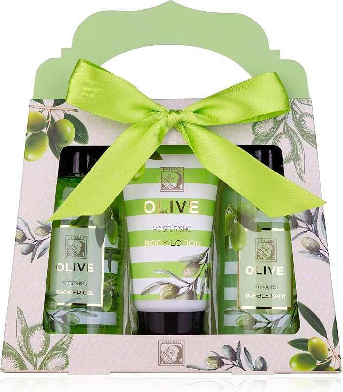 Accentra-Set for Women OLIVE - Shower Gel, Lotion and Bubble Bath in Gift Box - Ideal for Valentine's Day, Mot