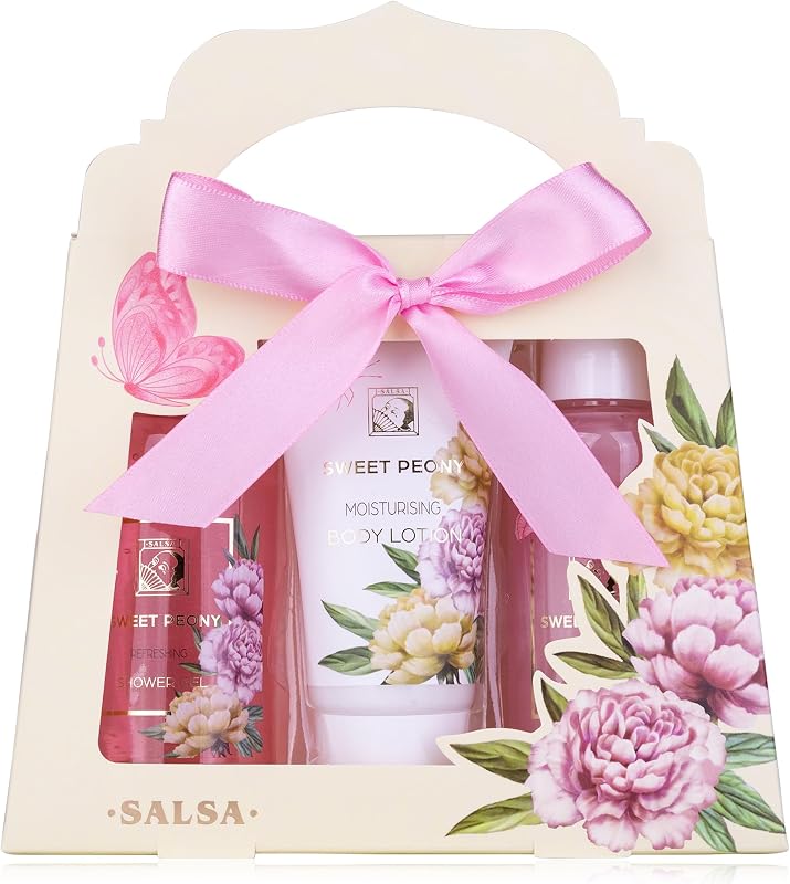 Accentra -Sweet Peony women's shower set in a beautiful gift box-3-piece shower gel, lotion and bubble bath se