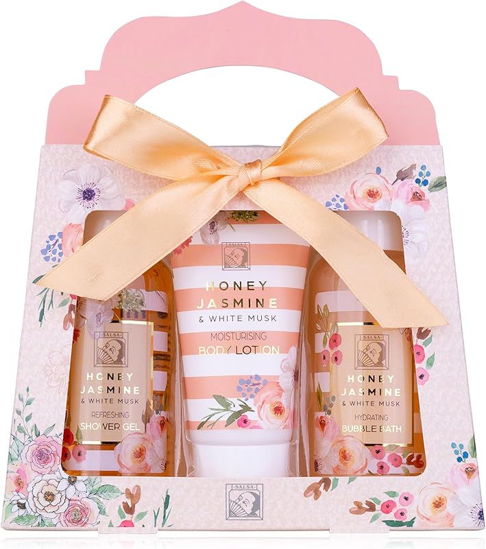 Accentra HONEY JASMINE 3 Piece Gift Set for Women - Shower Gel, Body Lotion and Bubble Bath, Ideal for Birthda