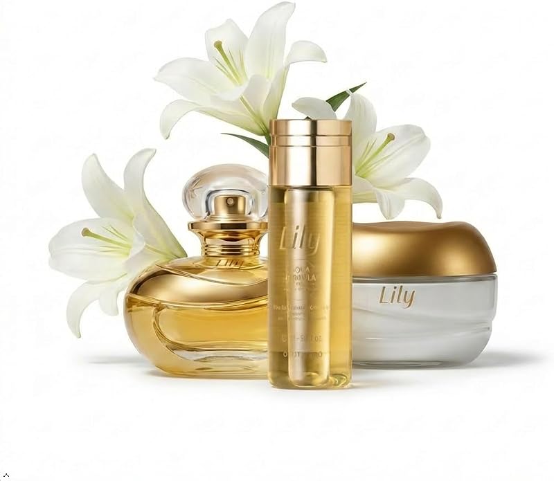 O Boticário Lily Gift Set, Fragrance & Skincare with 3 Products, Body Moisturiser 250g, Perfumed Body Oil 150m