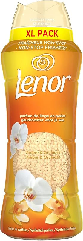 Lenor Pearl Linen Fragrance, Approximately 41 Washes (495g), Amber And Orchid Fragrance, Up To 12 Weeks Of Con