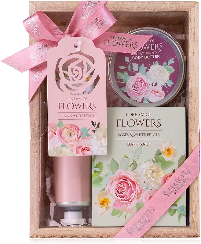 Accentra - Bath set gift set woman I DREAM OF FLOWERS in a beautiful gift box - 3-piece care set with hand cre