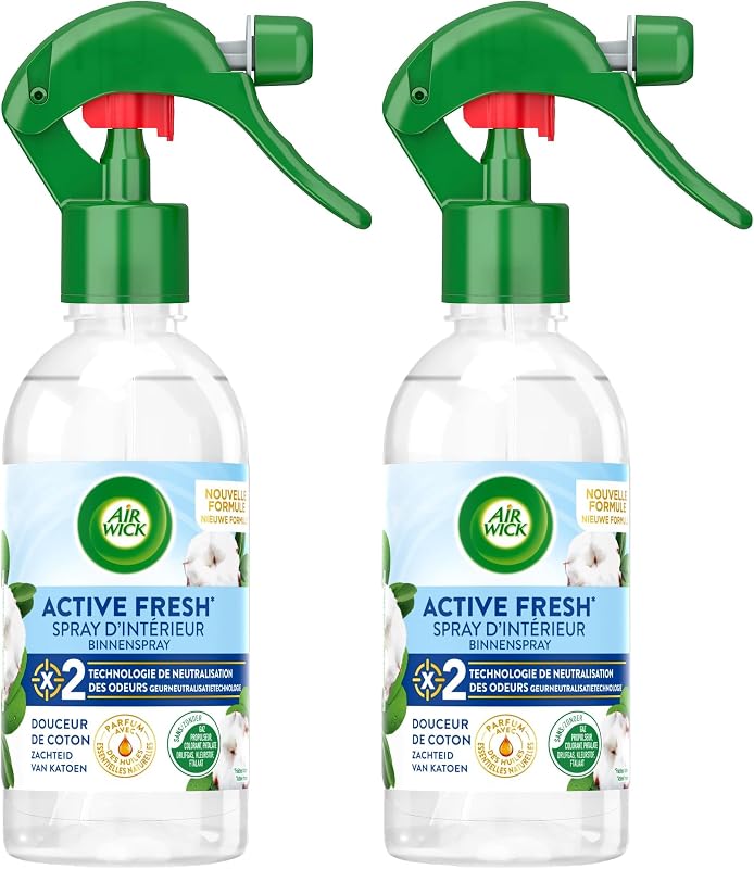 Air Wick Odour Neutralizer Spray with Essential Oils Soft Cotton White (Pack of 2)