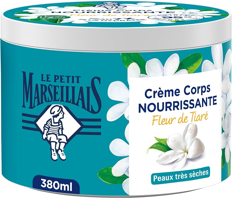 Le Petit Marseillais – Tiare Flower Nourishing Body Cream (380 ml jar) – Moisturizing cream for very dry skin 