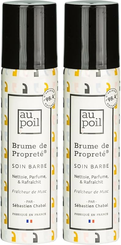 AU POIL Musk Freshness Clean Mist for Beard and Hair by Sébastien Chabal (Pack of 2)
