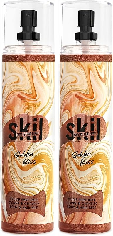 SKIL – Golden Kiss Women's Glitter Mist – Toxic Love Collection – Tiare Flower Coconut Fragrance – Spray Bottl