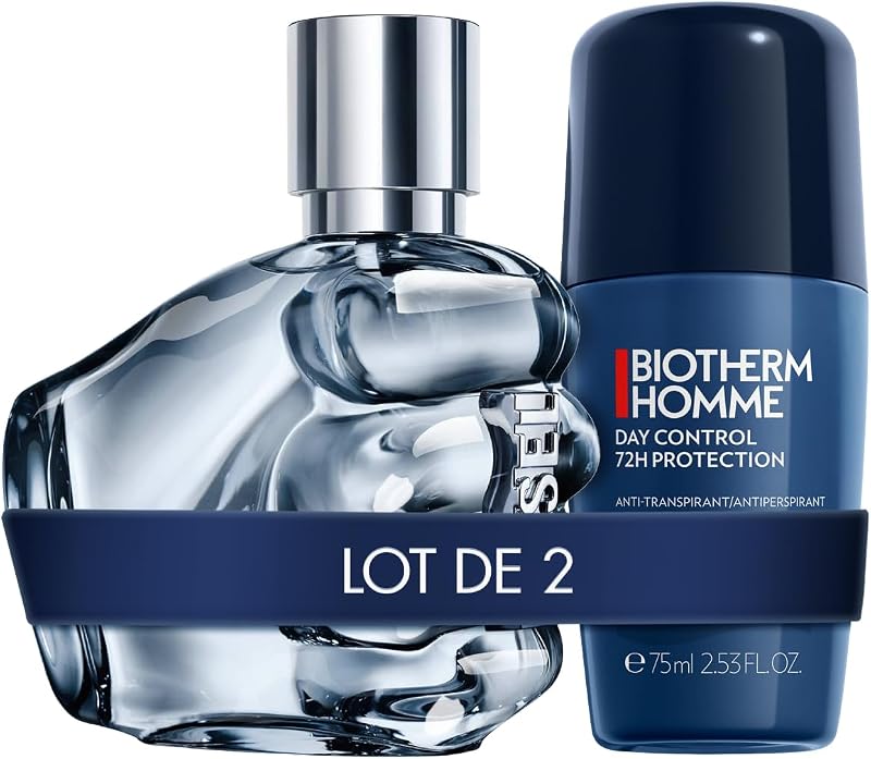 Set of Diesel Only The Brave, Eau de Toilette Spray for Men, Fresh Scent, 35 ml + Biotherm Men, Day Control Me