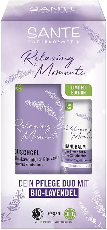 SANTE Naturkosmetik Limited Edition Lavender Gift Set (X-Mas), Relaxing Duo with Organic Lavender and Vanilla
