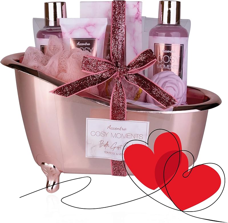 Accentra - COSY MOMENTS Pink bath and shower set - Relaxing gift set for women for a birthday or Valentine's D