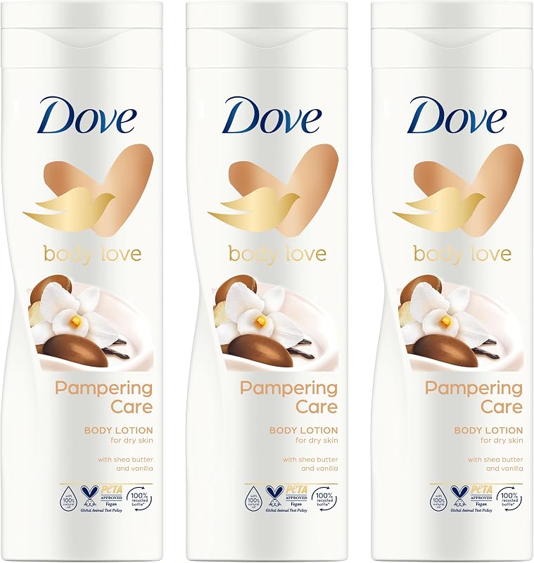 Dove Body Love Pampering Care Moisturizing Body Lotion, For Dry Skin, 48H Hydration, Soft & Nourished Skin, Wi