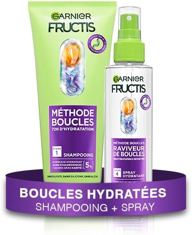 Garnier Fructis Method Curls Routine Shampoo & Moisturizing Spray | Hydrating Complex Hyaluronic Acid, Shea Fa