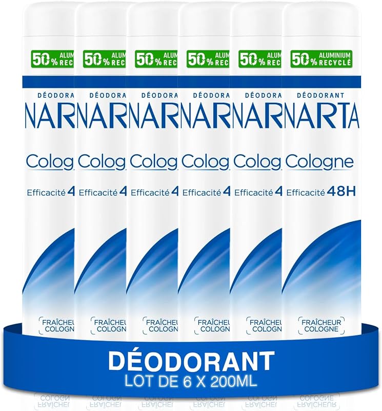 NARTA - Women's Deodorant - Cologne Spray Freshness 48h - Pack of 6 x 200 ml