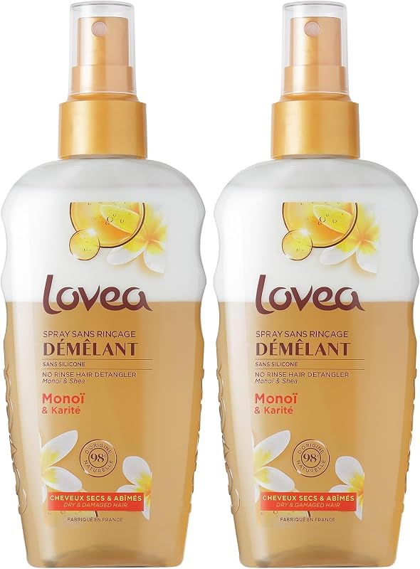 LOVEA - Leave-in Detangler - Monoi and Shea - Detangles without weighing down - Dry & Damaged Hair - 98% Natur