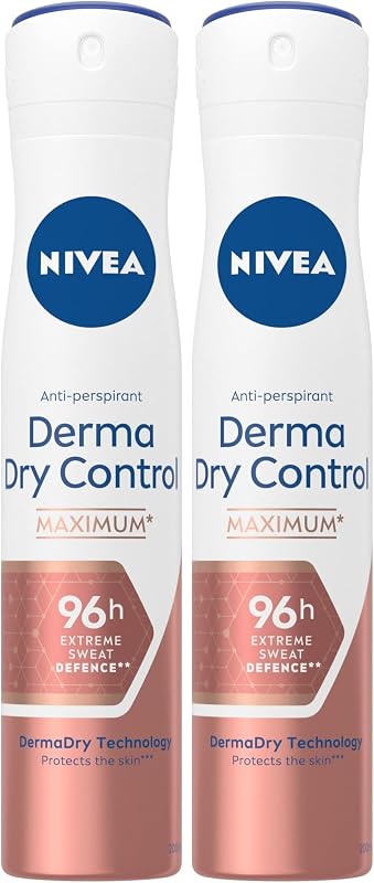 NIVEA Derma Control 96h Deodorant Spray (1 x 200 ml), Deodorant Against Excessive Sweat, Moisture and Odour, C