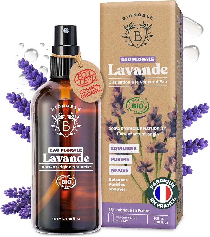 BIONOBLE Organic Lavender Hydrolat - Acne for Face, Body, Hair - 100 ml | 100% Natural Origin, Alcohol Free - 