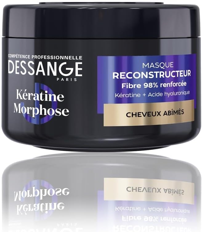 Dessange Keratin Morphose Rebuilder Mask for Damaged Hair 280 ml | Enriched hyaluronic acid, Repairs & strengt