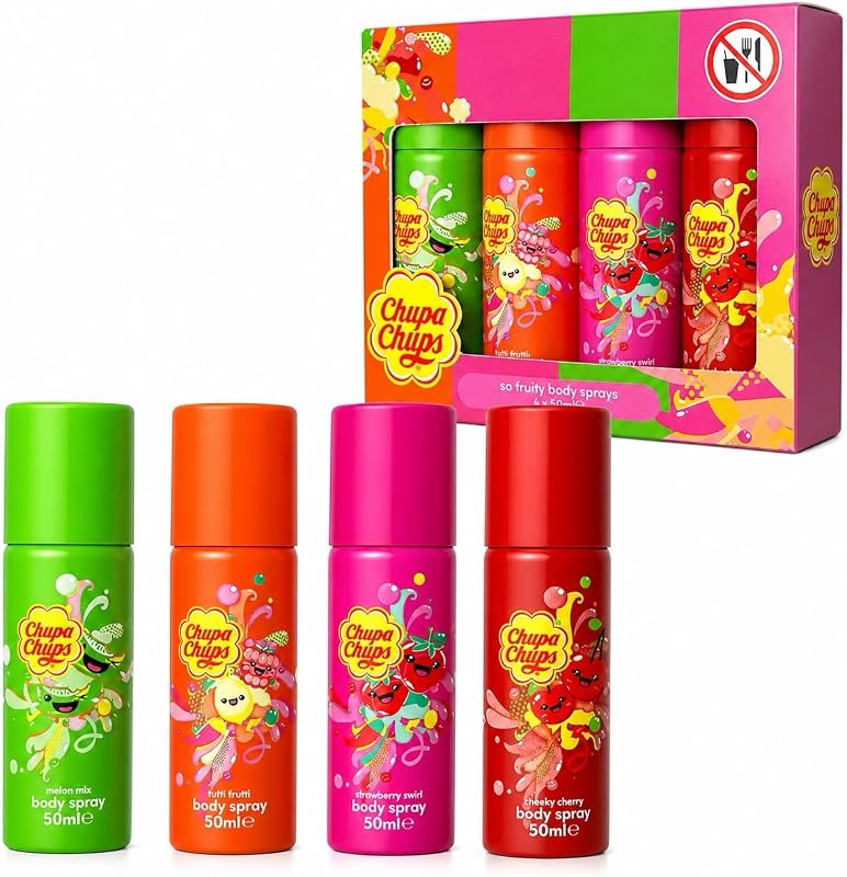 Chupa Chups Deodorant Body Spray - Cherry, Melon, Peace, Strawberry Gift Set