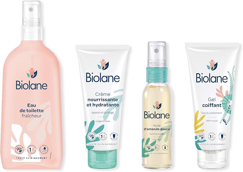 BIOLANE - Complete Baby Grooming & Care Kit – Eau de Toilette, Nourishing & Moisturizing Cream, Sweet Almond O