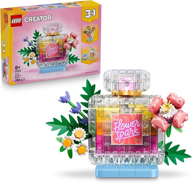 LEGO Creator 3-in-1 Perfume Bottle with Floral Decoration – Toy – Model Turning into Vase with Flowers or Smoo