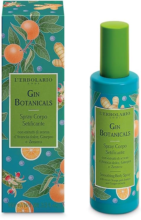 L'Erbolario Gin Botanicals Body Softening Spray 100ml For All Skin Types Citrus Aromatic Musky Fragrance