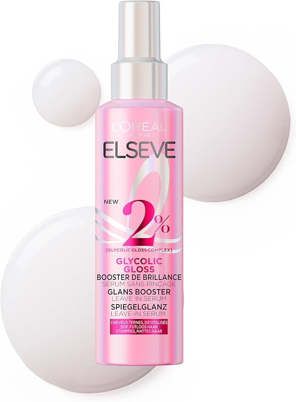 L'Oreal Paris Elseve Glycolic Gloss Serum Spray Shine 150 ml | Glycolic acid, 10x smoother 72h, heat protectio