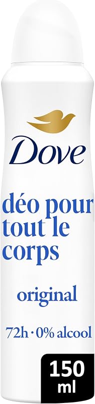 Dove - Original Whole Body Deodorant Spray - Anti-Odour 72h - White Anti-Smudge - Sensitive Skin Care - 0% Alc