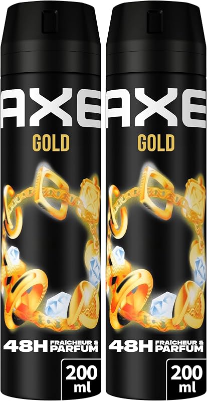 AXE - Men's Deodorant Spray - Gold - 48h non-stop fresh - Oud wood and black vanilla fragrance - 200ml (Pack o