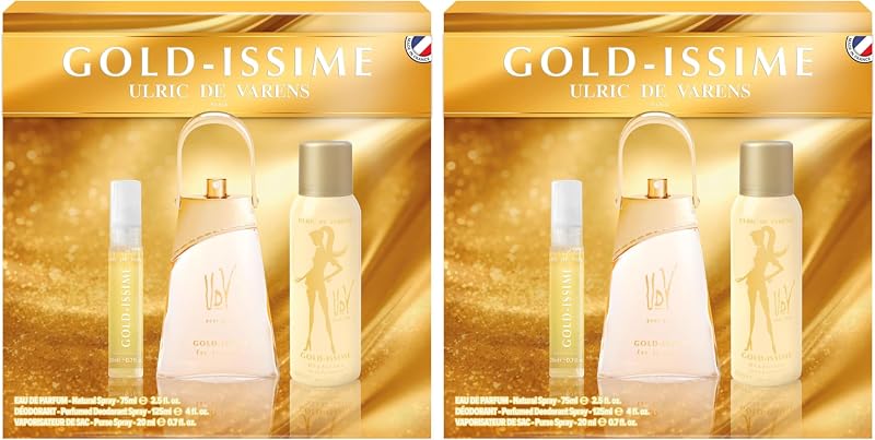 ULRIC DE VARENS - Gold-Issime Perfume Set - Women's Eau De Parfum 75 ml + Deodorant 125 ml + Bag Spray 20 ml -