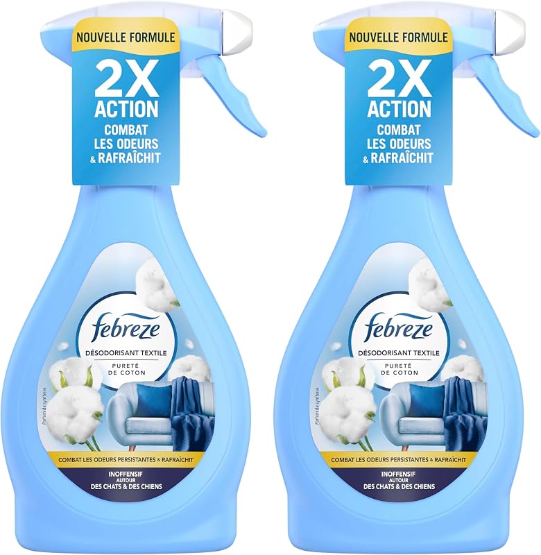 Febreze Textile Air Freshener Spray, Cotton Purity, 385 ml, Removes Odors Trapped in Fabrics and Leaves a Fres