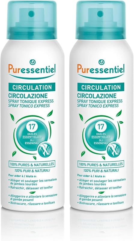 Puressentiel Circulation Spray with 17 Essential Oils, 100 ml - Cooling Spray for Heavy Legs Relief in Just 15