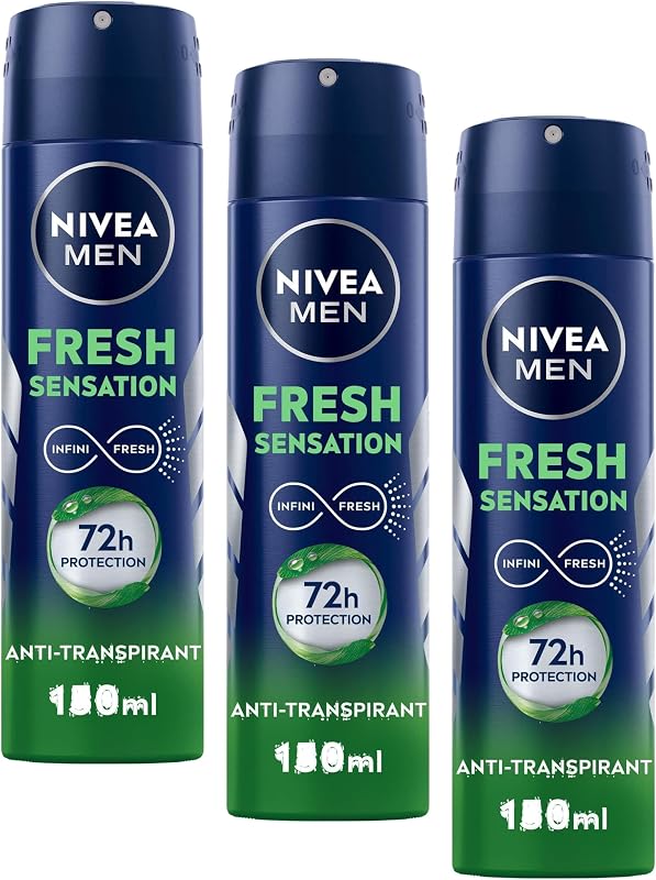 NIVEA MEN Deodorant Spray Fresh Sensation (1 x 150 ml), Men's Deodorant Freshness 72 Hours, Long-Lasting Scent