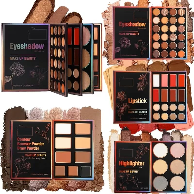 55 Colors Makeup Palette All-in-One Makeup Kit with Eyeshadow, Lipstick, Highlighter, Contour, 5-Layer Book-Sh