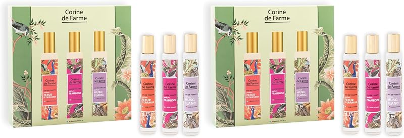 Corine de Farme - Single Floral Fragrance Set 3x30ml - White Musk - Orange Blossom - Raspberry - Fresh and Ele