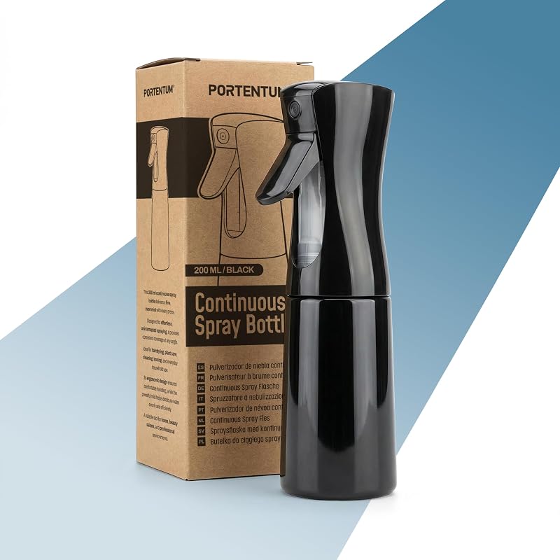 PORTENTUM Hair Spray 200ml - Fine Mist Water Sprayer with Continuous Spray - Ergonomic Design - Refillable Mis