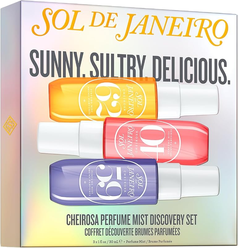 Sol de Janeiro Cheirosa Scented Mist Discovery Set in Trio, 3 Fragrances, Each 30ml, Vanilla, Caramel, Sandalw