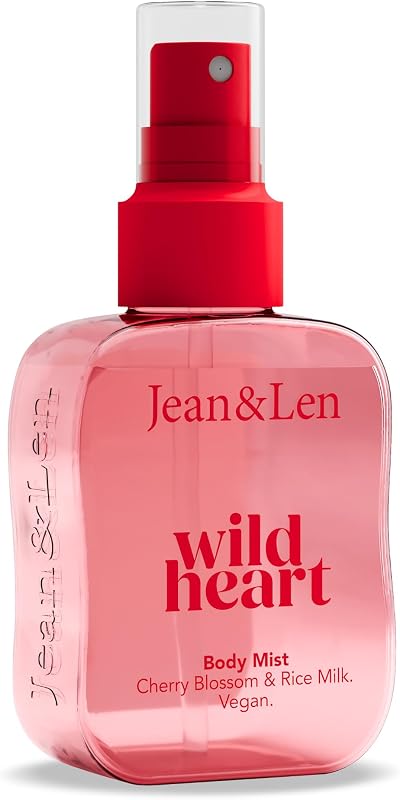 Jean & Len Wild Heart Body Spray, Delicate Floral Fragrance Creamy Rice Milk with Panthenol & Cherry Blossom E