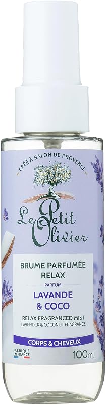 LE PETIT OLIVIER - Relax Fragrance Mist - Lavender & Coconut Fragrance - Body & Hair - Light Mist - Perfumes &
